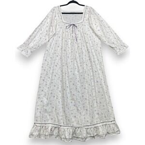 The 1 For U Martha Nightgown Womens L Lilac Rose Eyelet Ruffle Prairie Victorian